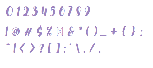 carmitta font numbers and punctutaion marks