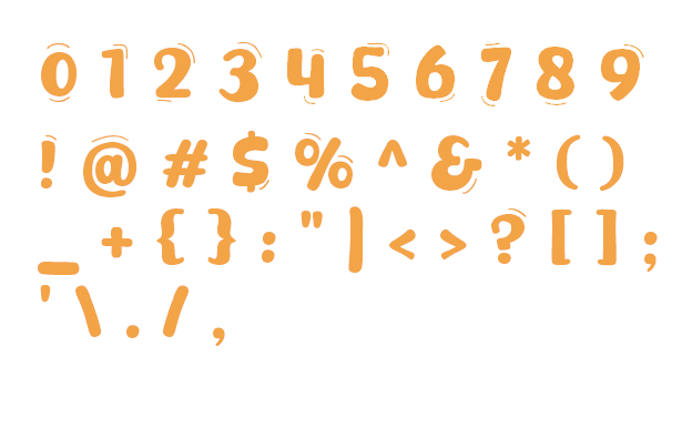 Coffee Spark Font numbers and punctuation marks