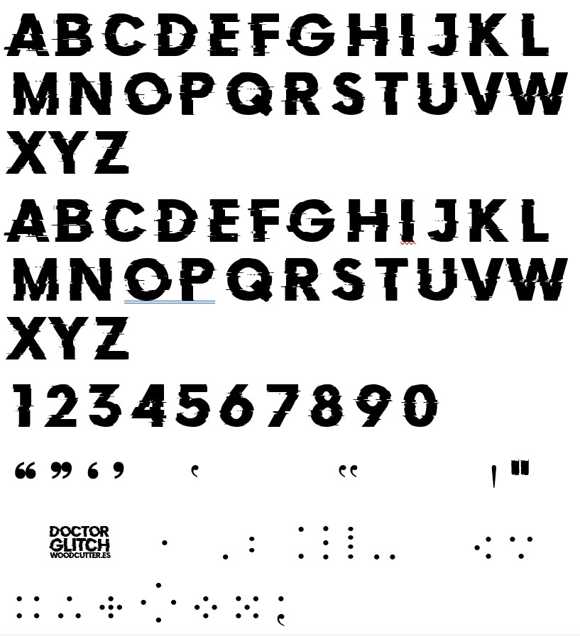 Doctor Glitch Font character set